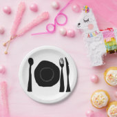 Eet zwart-wit Bord en gebruiksvoorwerpen (Feest)