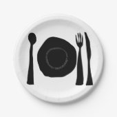 Eet zwart-wit Bord en gebruiksvoorwerpen (Voorkant)