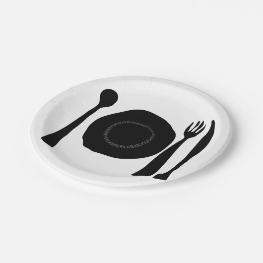 Eet zwart-wit Bord en gebruiksvoorwerpen (Gekanteld)