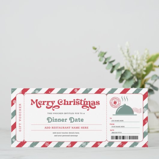 Eetafspraak Restaurant Kerstcadeaubon Kaart (Staand voorkant)