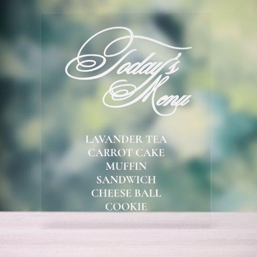 Eetbaar acrylic menu bord (Neutraal)