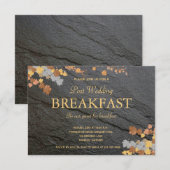 Eetbaar donkergrijs stenen herfstblad breakfast RSVP kaartje (Voorkant / Achterkant)