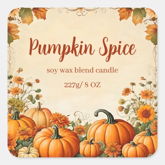 Eetbaar Herfst Pompoen Kruid Vierkante Sticker (Voorkant)