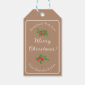 Eetbaar Kerst Bak Geschenk Bruin Prettig Kerstfees Cadeaulabel (Voorkant)