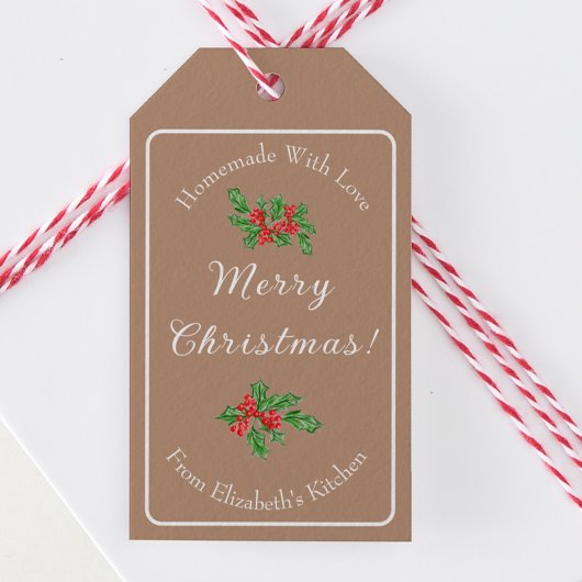 Eetbaar Kerst Bak Geschenk Bruin Prettig Kerstfees Cadeaulabel