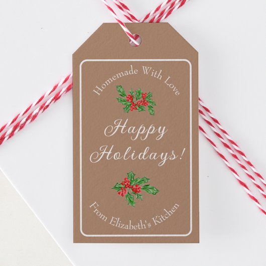 Eetbaar Kerst Bak Geschenk Bruin Prettige Feestdag Cadeaulabel