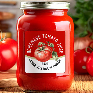 Eetbaar zelfgemaakt tomatensap met rode tomaat vierkante sticker
