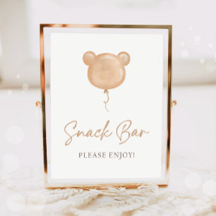 Eetbar Voedsel Teddybeer Ballon Verjaardag Poster