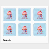 Eetbare Blauwe Bakkerij Bedankt | Cupcake Logo Vierkante Sticker (Vel)