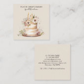 Eetbare bloemencake bakker banketbakker bakkerij vierkante visitekaartje (Voorkant / Achterkant)