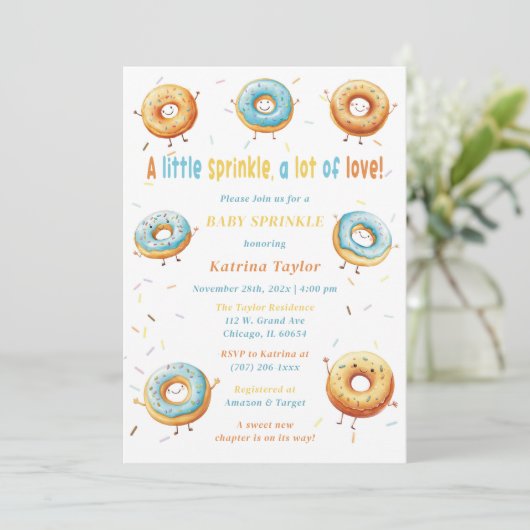 Eetbare Donuts Jongen Baby Suikerbroodje Kaart (Staand voorkant)