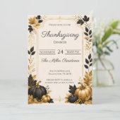 Eetbare elegante herfst Thanksgiving-diner Kaart (Staand voorkant)