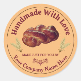 Eetbare Handgemaakte Met Liefde Bakkerij Sticker