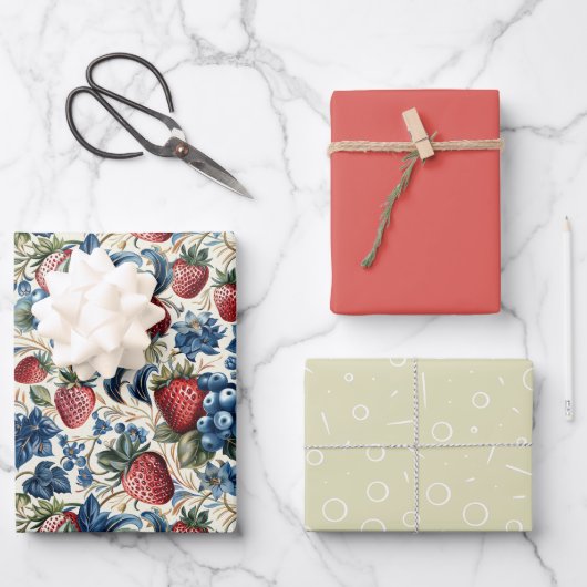 Eetbare Kleur Gift Aardbei Blueberry Bessen Inpakpapier Vel (Voorkant)