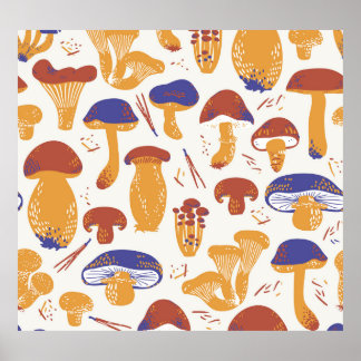 eetbare paddenstoelen Illustratie Poster