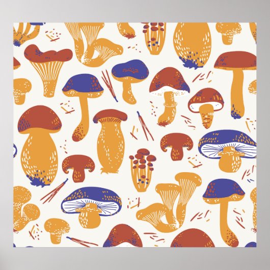  eetbare paddenstoelen Illustratie Poster (Voorkant)