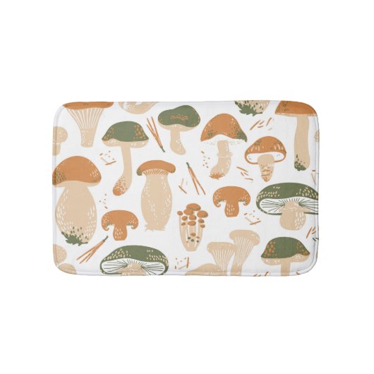 Eetbare paddenstoelen Linocut Patroon Badmat (Voorkant)