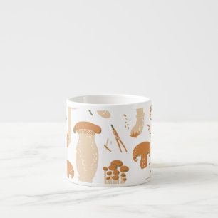 Eetbare paddenstoelen Linocut Patroon Espresso Kop