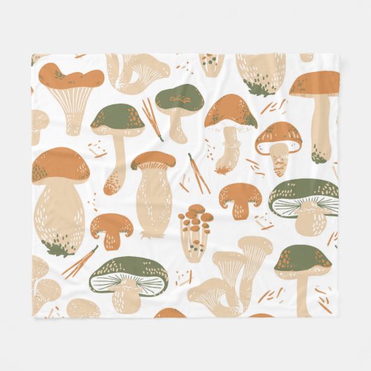 Eetbare paddenstoelen Linocut Patroon Fleece Deken (Voorkant (Horizontaal))