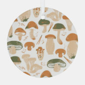 Eetbare paddenstoelen Linocut Patroon Glas Ornament (Achterkant)