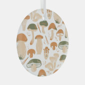 Eetbare paddenstoelen Linocut Patroon Glas Ornament (Voorkant Rechts)