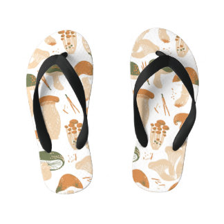 Eetbare paddenstoelen Linocut Patroon Kinder Teenslippers