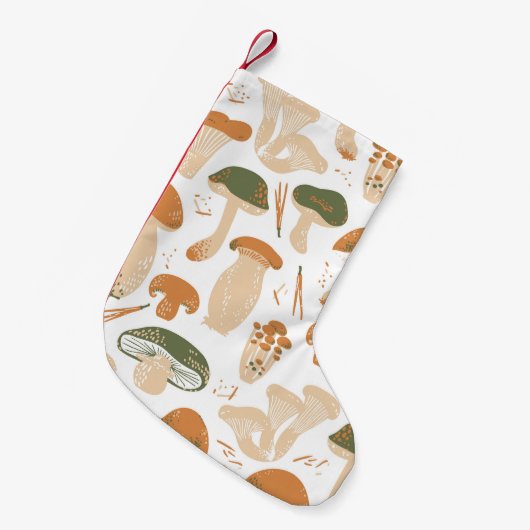 Eetbare paddenstoelen Linocut  Patroon Kleine Kerstsok (Voorkant (Hangend))