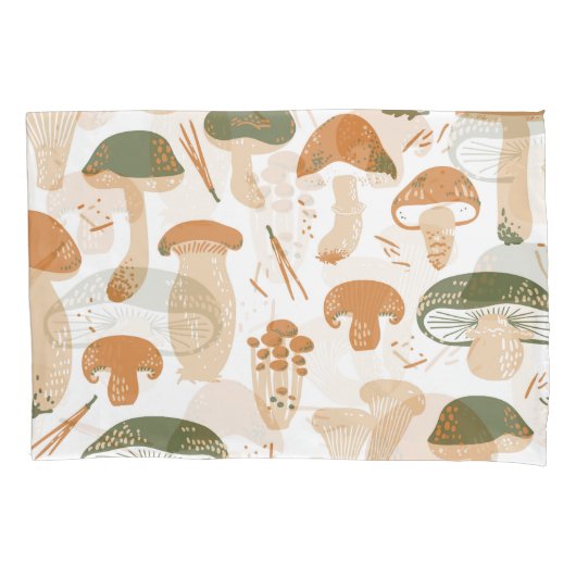Eetbare paddenstoelen Linocut  Patroon Kussensloop (Voorkant)