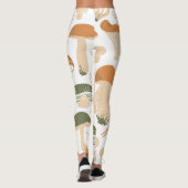 Eetbare paddenstoelen Linocut Patroon Leggings (Achterkant)
