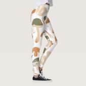 Eetbare paddenstoelen Linocut Patroon Leggings (Rechts)