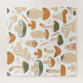 Eetbare paddenstoelen Linocut  Patroon Legpuzzel (Horizontaal)