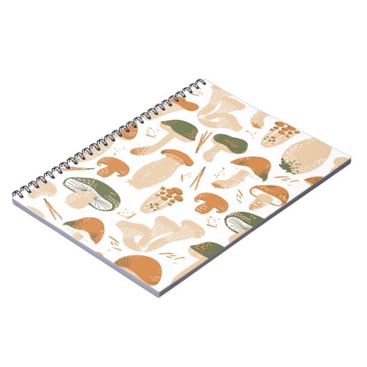 Eetbare paddenstoelen Linocut Patroon Notitieboek (Linkerzijde)