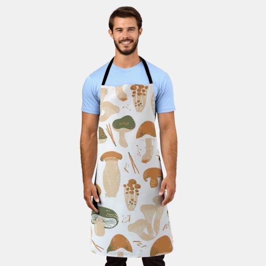 Eetbare paddenstoelen Linocut  Patroon Schort (Gedragen)