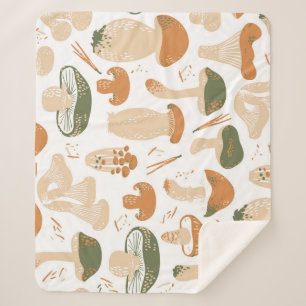 Eetbare paddenstoelen Linocut  Patroon Sherpa Deken