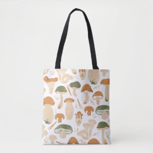 Eetbare paddenstoelen Linocut  Patroon Tote Bag