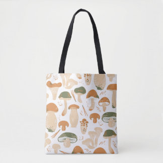 Eetbare paddenstoelen Linocut Patroon Tote Bag