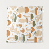 Eetbare paddenstoelen Linocut  Patroon Wandkleed (Voorkant (horizontaal))