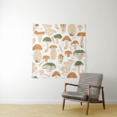 Eetbare paddenstoelen Linocut  Patroon Wandkleed (In situ)