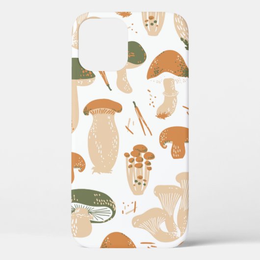 Eetbare paddenstoelen naadloos. Linocut oude bril Case-Mate iPhone Case (Achterkant)