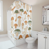 Eetbare paddenstoelen naadloos. Linocut oude bril Douchegordijn (In situ)