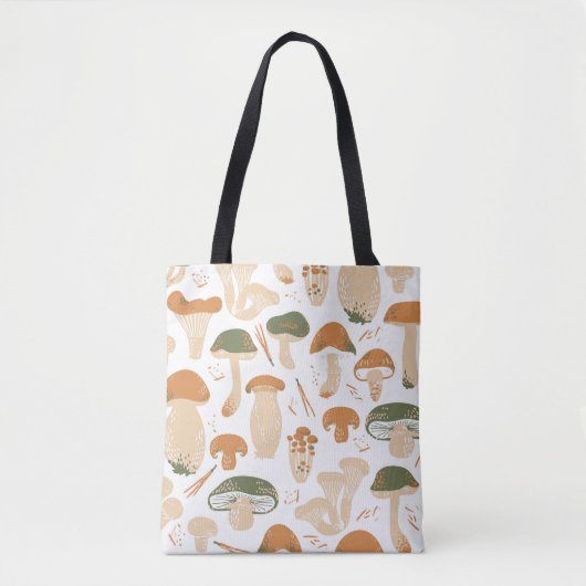 Eetbare paddenstoelen naadloos. Linocut oude bril Tote Bag (Voorkant)