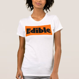 Eetbare Print Novelty: Zwarte print in sinaasappel T-shirt