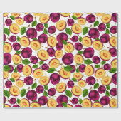 Eetbare Rijpe Perzik Fruit Groen Paarse Cadeaupapier (Vlak)