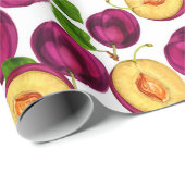 Eetbare Rijpe Perzik Fruit Groen Paarse Cadeaupapier (Rol Hoek)