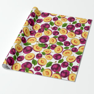 Eetbare ripe peach Paars Groen fruit Cadeaupapier