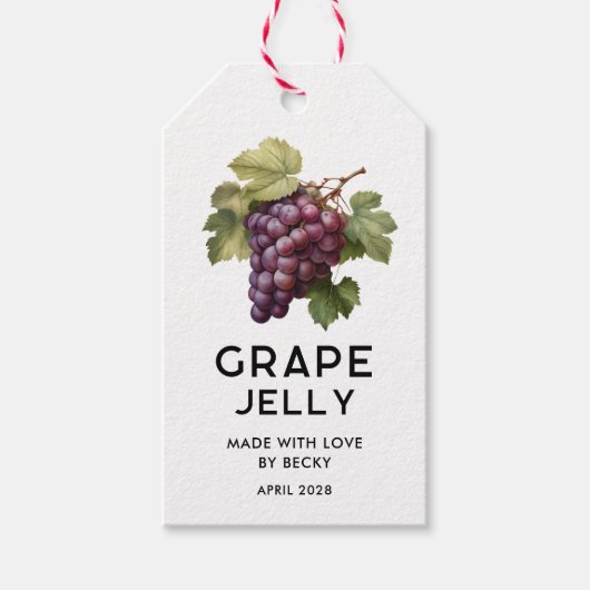 Eetbare rode druivenjam keukenlabel cadeaulabel (Voorkant)
