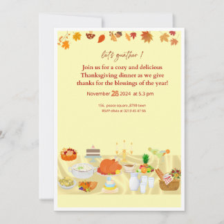 eetbare thanksgiving diner uitnodigingskaart met kaart