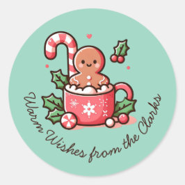 Eetbare warme wensen peperkoekkoekje ronde sticker