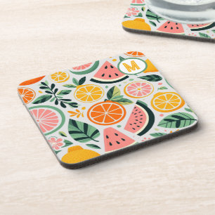 Eetblogger Decor Fruitige Foodie Zomer Monogram  Bier Onderzetter