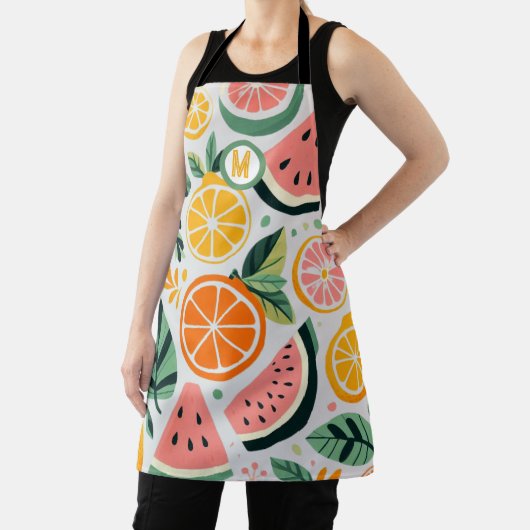 Eetblogger Decor Fruitige Foodie Zomer Monogram  Schort (Insitu)